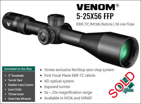 Vortex venom 5-25x56 MOA, Brand new . Only mounted but never shot , sold the rifle which I was going to use . Comes with original package etc 