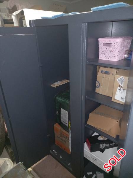 -----SOLD-----    Double door safe, -----SOLD-----    Double door 1500x1000x500 rifle safe never used or mounted in 100% new condition in Pretoria. Few boxes in it for space saving. It is new with handles still wrapped. Planned to expand my rifle tellie but selling now and new Sako and Vortex Razor and Vipers to follow soon. It is an excellent safe.