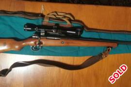 Custom 270 Winchester Mauser Mod 98, Custom 270 Winchester Mauser Mod 98
Comes with rifle bag, Tasco 4x40 scope
38 rounds, 150 cartridges, 69 bullets included