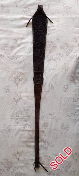 -----SOLD-----    Elephant Leather Rifle Sling, -----SOLD-----   New Elephant Leather Rifle Sling. R2200 in the shop now, so it is a bargain. Very soft and perfect width. Never used.