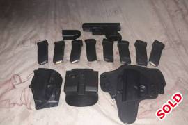 Glock 30 45 ACP package, Glock 30 with a great package, 4 x 10 round, 2 x 9 round magazines, Alien Gear shapeshifter IWB holster, IWB holster, Fobus  mag carrier, extended slide release, Truglo Tritium sights, lee dies and couple 100 cases and heads. original rear sights and std slide release will be provided as well, couple of snapcaps. Negotiable