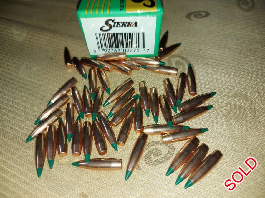 6.5 mm, 107gr Sierra TMK bullets, 107gr, Sierra Tipped Match King, bullets. 315 x units available at R650,00 per 100.