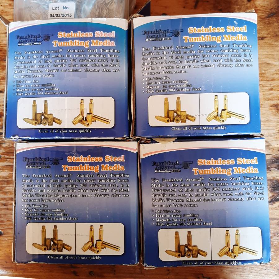 Frankford Arsenal Stainless Polishing Media, 4 x 5lb (2.2kgs) packs of Stainless Steel tumbling/polishing media pins. R1000 per pack.

Same item as in this link: https://safarioutdoor.co.za/frankford-arsenal-stainless-steel-media.html

Please contact me via WhatsApp.