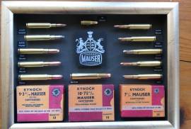 MAUSER DISPLAY COLLECTION, Mancave art at its best. Mauser cartridge collection.  Completes your Mauser rifle collection.  All deactivated cartridges, no permit required R1250. Trevor 