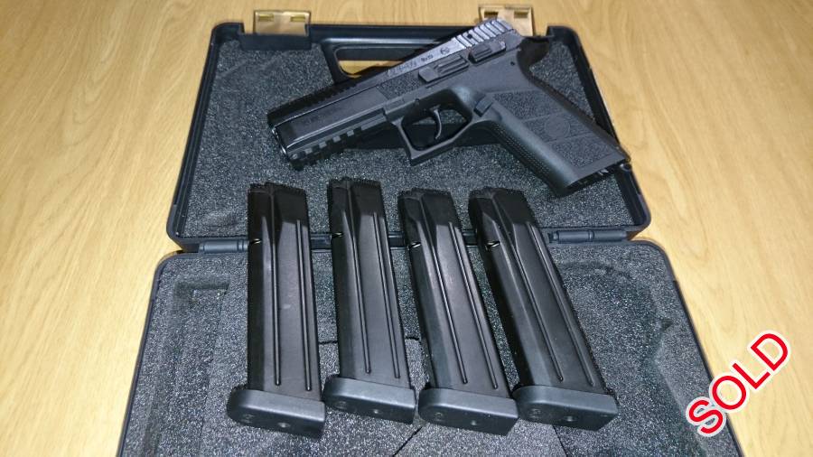 CZ PO9 9mmP, CZ PO9 9mm P. Shot less than 200 rounds.
Includes 4 magazines.