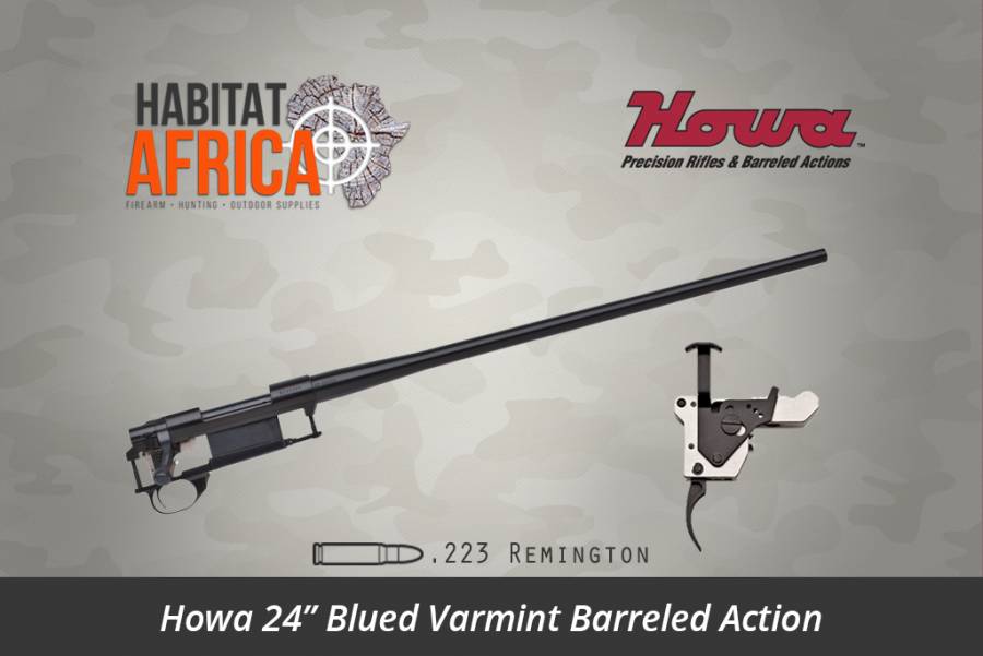 HOWA 20 INCH VARMINT 223 REMINGTON BARREL ACTION, The Howa 20 inch Varmint 223 Remington Barrel Action provides the Long Range Hunter and sport shooter with the best of both target shooting accuracy and a very functional hunting rifle. The 20 inch varmint or bull barrel profile provides the extra stiffness. The 20 inch barrel allows for optimum burning of the propellant resulting good muzzle velocity and flatter trajectories. The heavier barrel profile also creates less recoil for absolute target shooting accuracy. It also comes with a forged flat bottom receiver with an integral recoil lug. Howa Barrel Actions are the most popular choice among competition shooters and with the addition of custom stocks and great modularity. The result is a modern rifle with exceptional value for money.