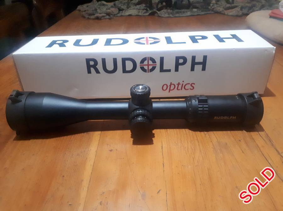 Rudolph V1 5-25×50 with T3 eliminated reticle , Great all round scope for both hunting, varminting and paper punching. In very good condition. Includes sunshade and flip up lens protectors.