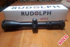 Rudolph V1 5-25×50 with T3 eliminated reticle , Great all round scope for both hunting, varminting and paper punching. In very good condition. Includes sunshade and flip up lens protectors.