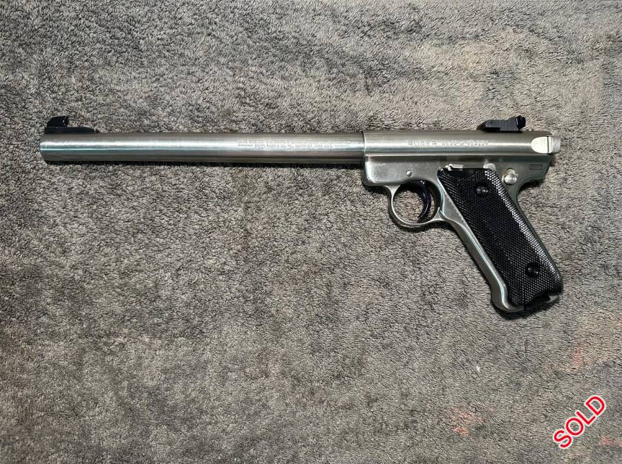 Pistols, Target Pistols, FOR SALE RUGER MK II STAINLESS BULL BARREL, RUGER MK II 10 INCH HEAVY BARREL IN SS, MK 2, .22LR, Like New, South Africa, Gauteng, Pretoria