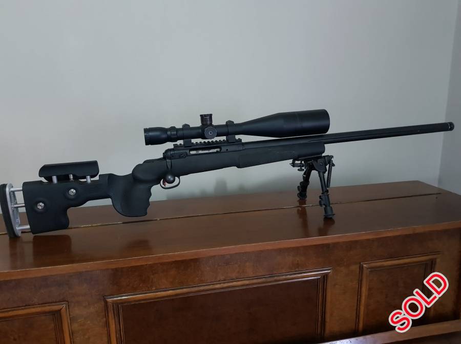 .260 Savage LRP with Sightron S3 8-32x56 MOA-2, .260 Savage LRP with Sightron S3 8-32x56 MOA-2 Reticle
The Ultimate Extreme Range Shooting Package
Cut for silencer with cap
Picatinny rail and rings
GRS Stock
Bipod
Cases and Dies incl
Replacement value +/-R50k
 