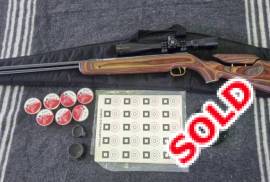 Weihrauch hw77 Air Rifle, Weihrauch hw77 under lever springer air rifle in immaculate condition. 4.5mm with laminated stock. Fitted with a Hawke Varmimt 6-24x44 sf scope. Comes with padded bag, scope caps, 7x tins of pellets and paper targets. Price R12000
Jason 083 285 7321 
 