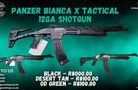 Panzer Bianca X Tactical, For any further information, please feel free to contact us on WhatsApp for any further information at:
063 090 6425
078 963 1664
083 965 9505
www.vosgunshop.co.za


We offer an Indoor Range, Accredited Training, Regulation 21, Motivations (Company/ Personal/ Dedicated Sport & Hunting/ Occasional Sport & Hunting) and a fully stocked Gun Shop.


We can assist with all of your firearm and security related needs.
 