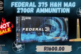 Federal 357 H&H 270gr Ammo, For any further information, please feel free to contact us on WhatsApp for any further information at:
063 090 6425
078 963 1664
083 965 9505
www.vosgunshop.co.za


We offer an Indoor Range, Accredited Training, Regulation 21, Motivations (Company/ Personal/ Dedicated Sport & Hunting/ Occasional Sport & Hunting) and a fully stocked Gun Shop.


We can assist with all of your firearm and security related needs.
 
