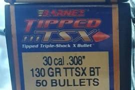 308 Barnes Bullet Heads 130gr TTSX, 50 New in sealed box
23 New, box seal broken

15 Pulled from Cases

