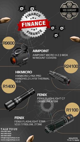 Optics & Range Finders, For any further information, please feel free to contact us on WhatsApp for any further information at:
063 090 6425
078 963 1664
083 965 9505
www.vosgunshop.co.za


We offer an Indoor Range, Accredited Training, Regulation 21, Motivations (Company/ Personal/ Dedicated Sport & Hunting/ Occasional Sport & Hunting) and a fully stocked Gun Shop.


We can assist with all of your firearm and security related needs.
 