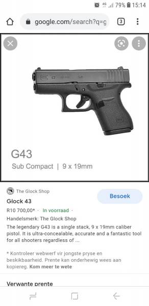 Glock 43, Brand new glock43 for sale.
At safari dealer.
Never fired.
WhatsApp me 0783309710
Cant always answer.