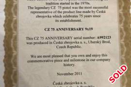 Limited Edition, CZ 75 Limited Edition 9mm pistol for sale. Has only been to the shooting range once and the pistol is in mint condition. Number 45 of 75 manufactured. Comes with certification. 