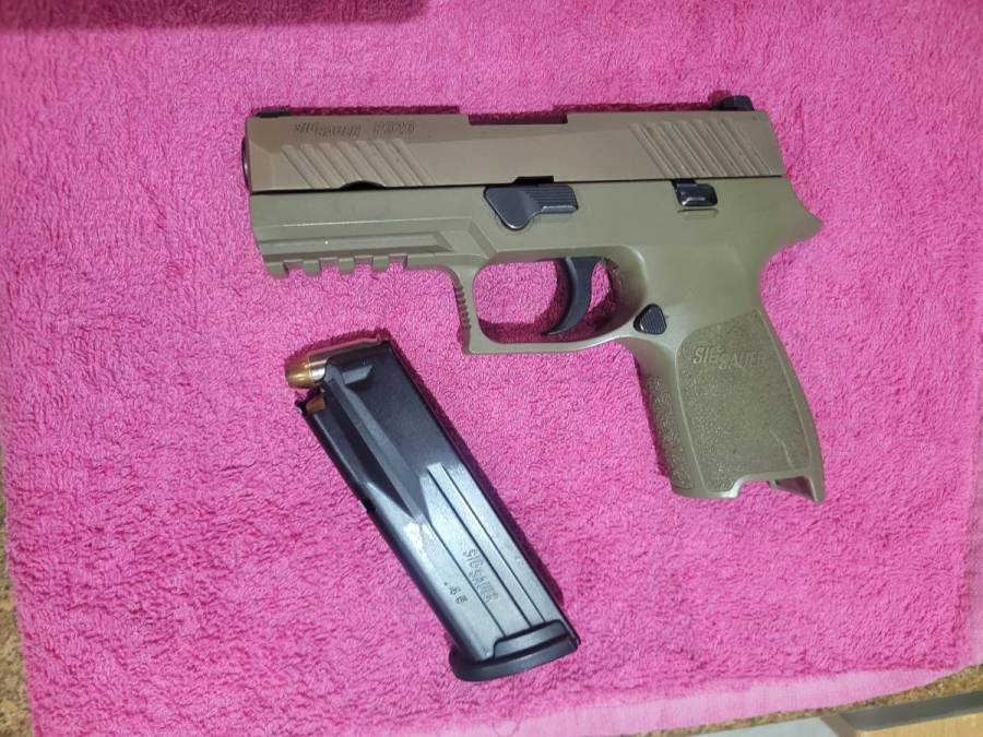 Sig Sauer P320 for sale , Good day

Selling my Sig sauer P320 it is a .45, lady owner.
well looked after like new

Comes with extra magazine and has tritium sights 

Based in KZN