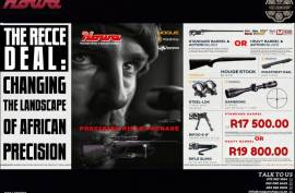 Howa The Recce Deal,  
For any further information, please feel free to contact us on WhatsApp.
063 090 6425
078 963 1664
083 965 9505
www.vosgunshop.co.za

We offer an Indoor Range, Accredited Training, Regulation 21, Motivations (Company/ Personal/ Dedicated Sport & Hunting/ Occasional Sport & Hunting) and a fully stocked Gun Shop.

We can assist with all of your firearm and security related needs.
 