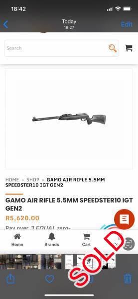 Gammo , Gamo Speedtest gen2 in2.2cal with IGT Technology and the air rifle is quite,comes with iron sights- 2 Magz-1-16x40 scope (vectoptics)-with bipods mounts-rifle bag.Rifle is in very good condition,you won’t be disappointed Price
