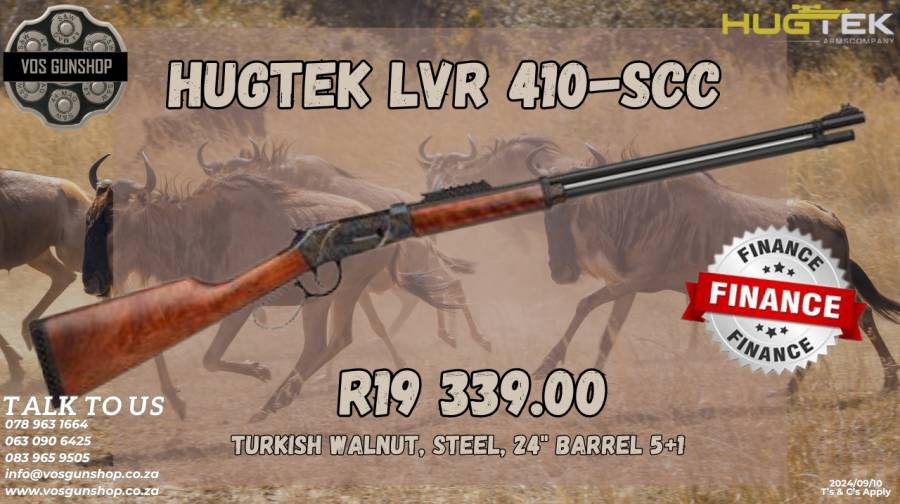 HugTek 410 SCC, For any further information, please feel free to contact us on WhatsApp.
063 090 6425
078 963 1664
083 965 9505
www.vosgunshop.co.za

We offer an Indoor Range, Accredited Training, Regulation 21, Motivations (Company/ Personal/ Dedicated Sport & Hunting/ Occasional Sport & Hunting) and a fully stocked Gun Shop.

We can assist with all of your firearm and security related needs.
 