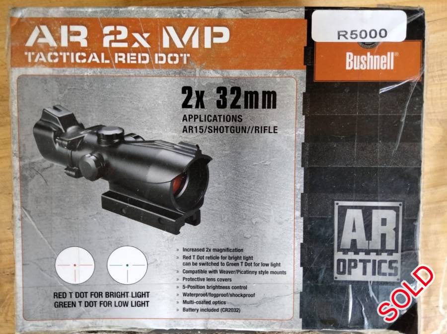 Bushnell AR Optics 2x MP Red Dot, A great red dot with a 2x magnification.