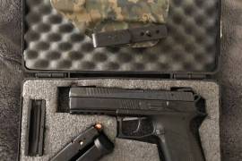 CZ P09 Pistol 40 S&W, CZ P09
3 Mags
Night Vision Sights
Extra Grips
In Case
Hardly ever shot (Less than 50)
Extra Holster