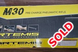 ARTEMIS M30 AS NEW PCN WITH 3-9X50IR SCOPE, AS NEW - upgraded the scope on purchase in 2019. Bought from blades and trigggers, Tyger Valley. Perfect working condition, used maybe 10 times. Selling as I am emigrating.
Includes additional magazine and tin of pellets (new) + leftover pellet tins.